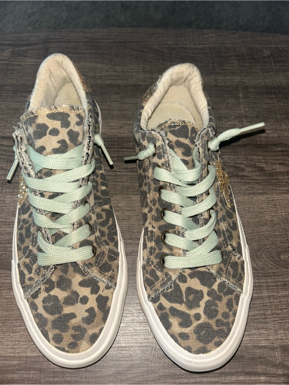 Very G Leopard Print Sneakers with Mint Laces